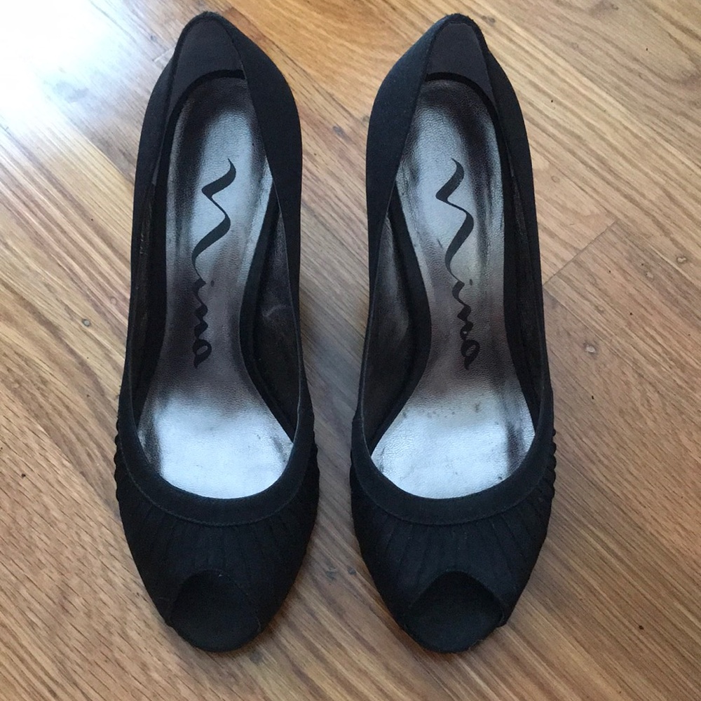 Nina black peep toe heels